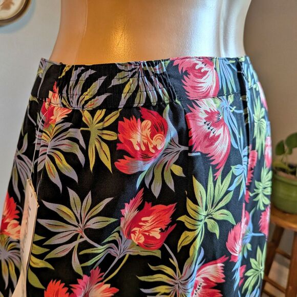 NWT 1990s Sag Harbor Dark Floral Midi Skirt Cottagecore Tropical Size Small - Picture 6 of 8